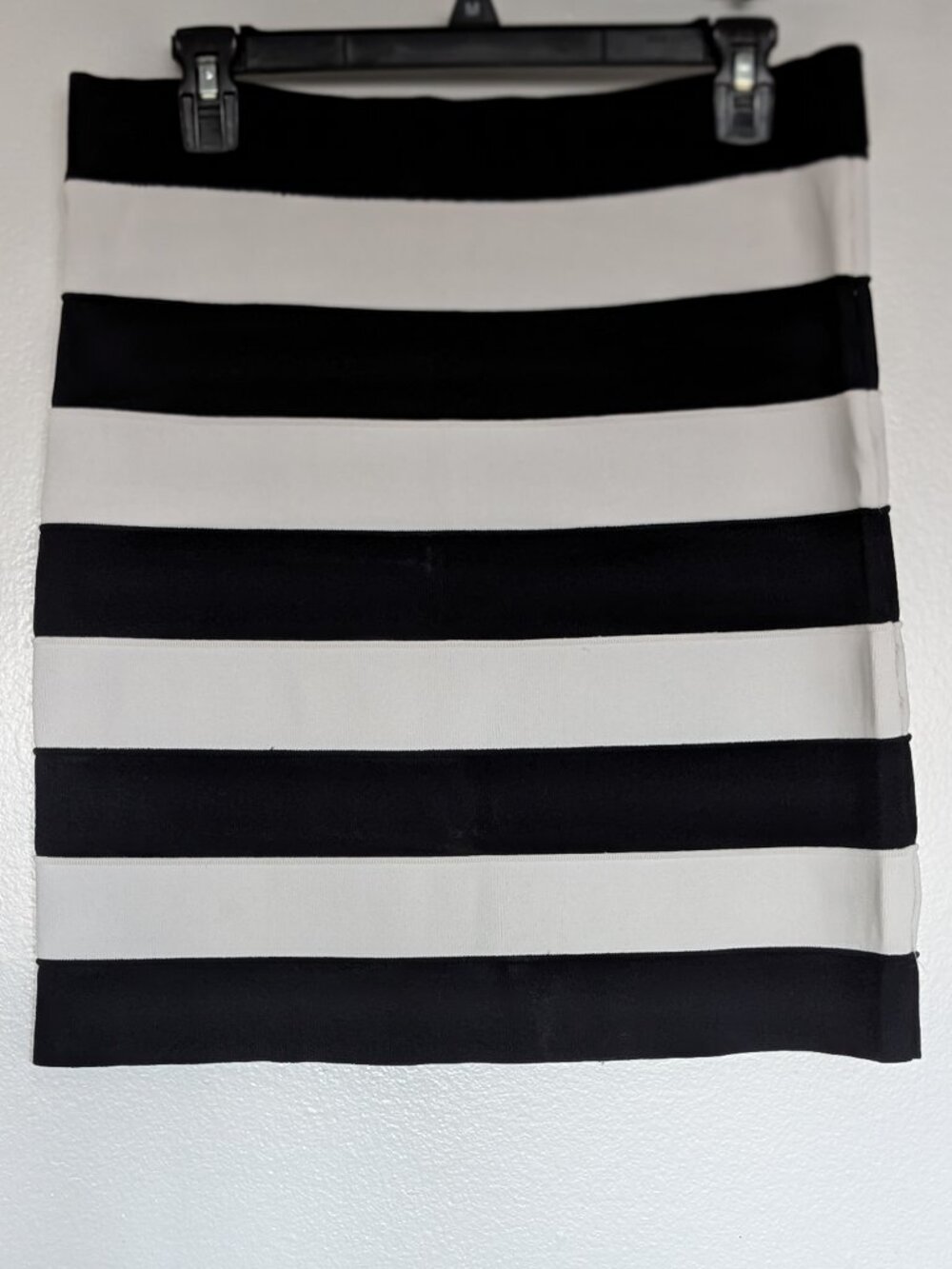 Black & white Horizontal Striped Streched Mini Skirt by Canadian brand Tristan